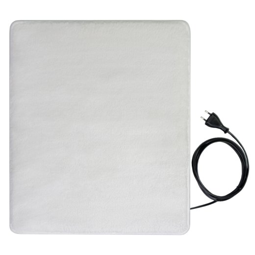 A heated bathroom mat
